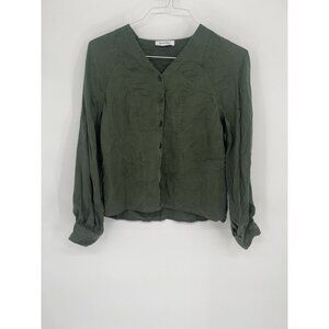 Rodebjer Green Button Down Top Size Small with sleeve detailing